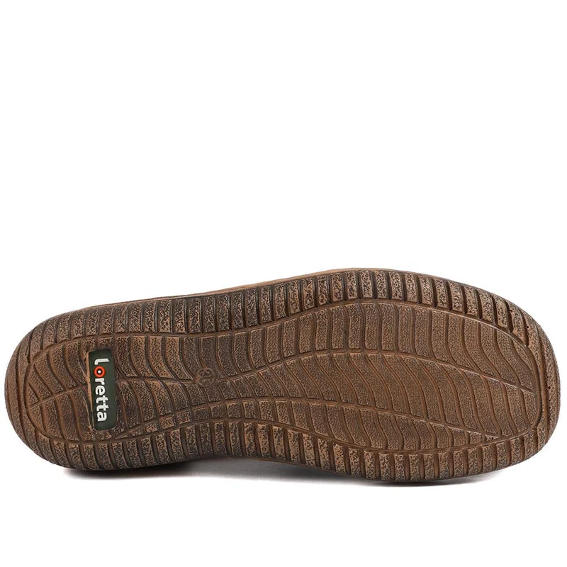 Loretta Leather Elasticated Slip On Shoes - HAK43001 / 329 375 - Denim