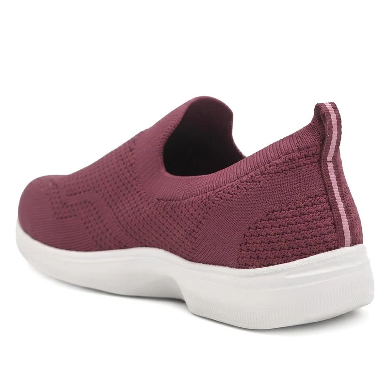 Extra Wide Breathable Slip On Trainers - LILOU / 329 940 - Burgundy
