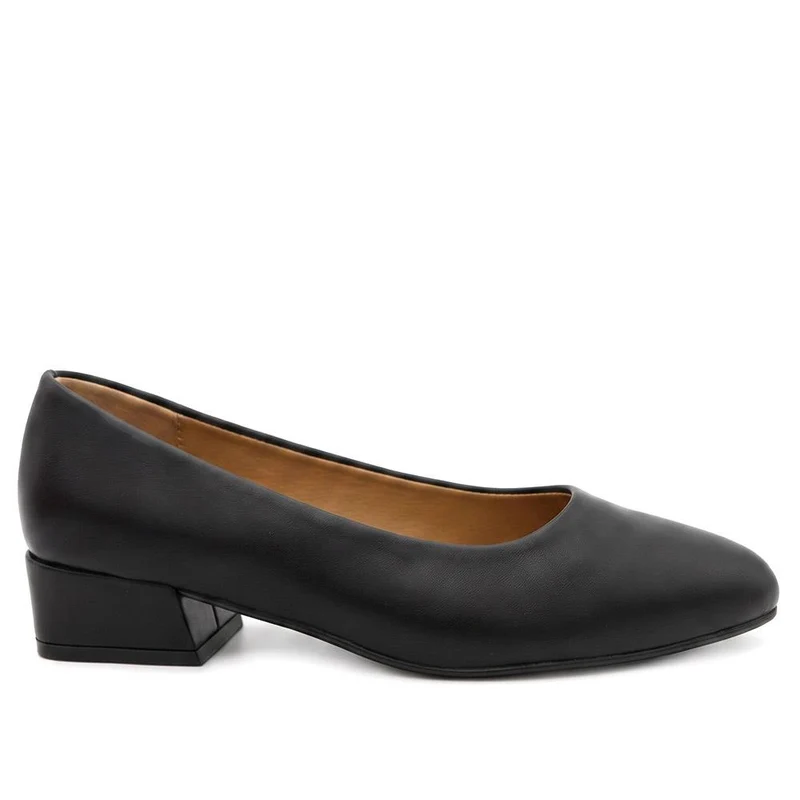 Wide Fit Smart Block Heel Court Shoes - TELOO44002 / 329 620 - Black