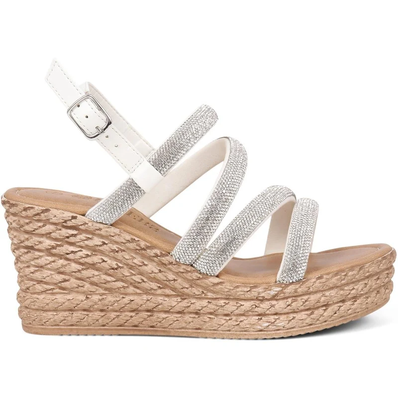 Embellished Platform Espadrilles - CLUBS39007 / 325 320 - Silver