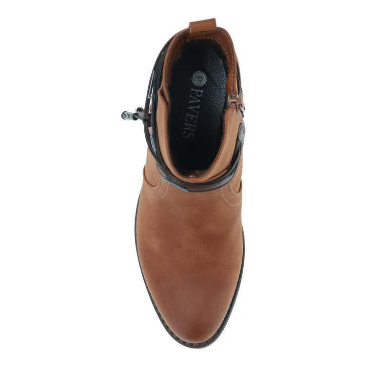 Western-Heeled Ankle Boots - TELOO40009 / 326 233 - Tan