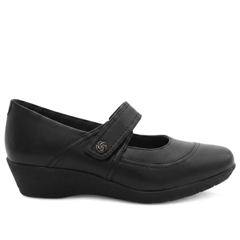 Smart Leather Touch Fasten Mary Janes - KF44011 / 330 096 - Black