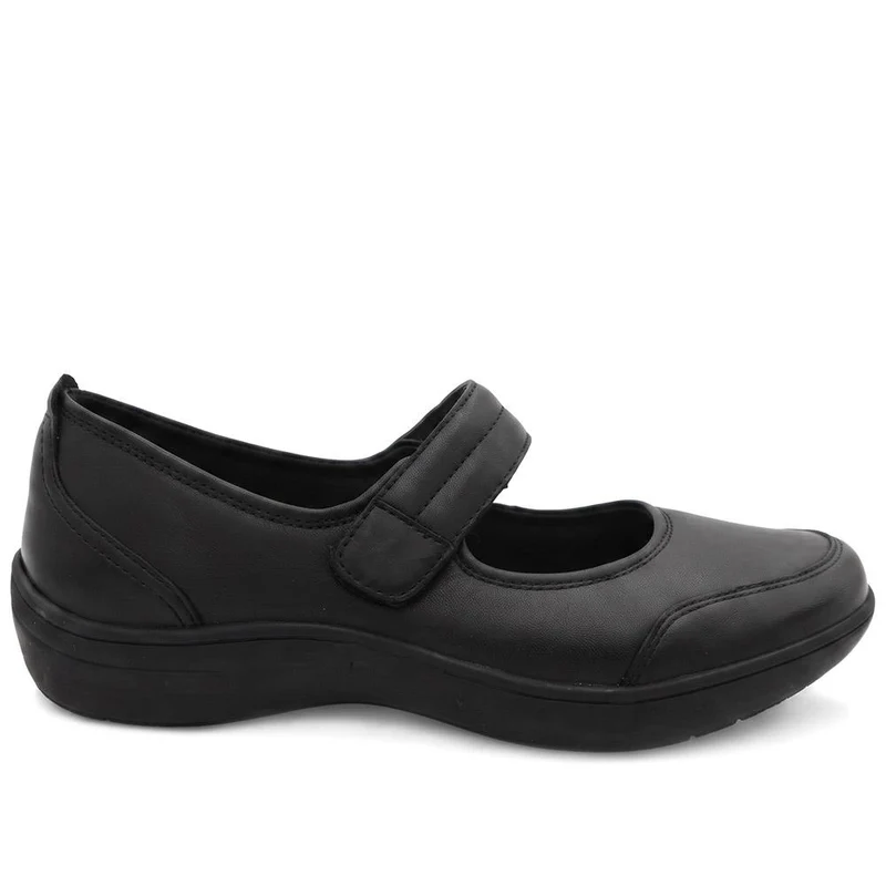 Wide Fit Smart Leather Mary Jane Pumps - KF44004 / 329 817 - Black