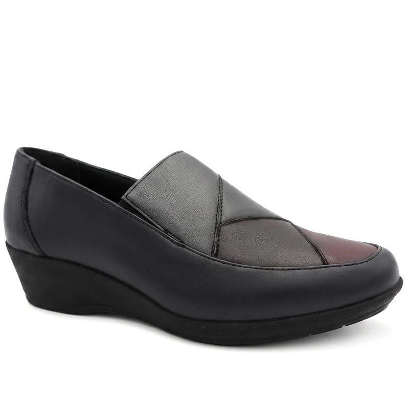 Smart Leather Wedged Slip On Shoes - KF44003 / 329 816