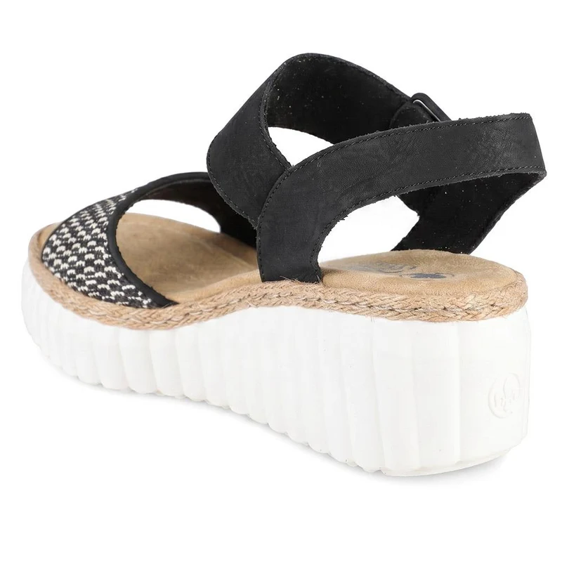 Rieker Adjustable Fasten Wedged Sandals - RKR43073 / 330 554 - Black Multi