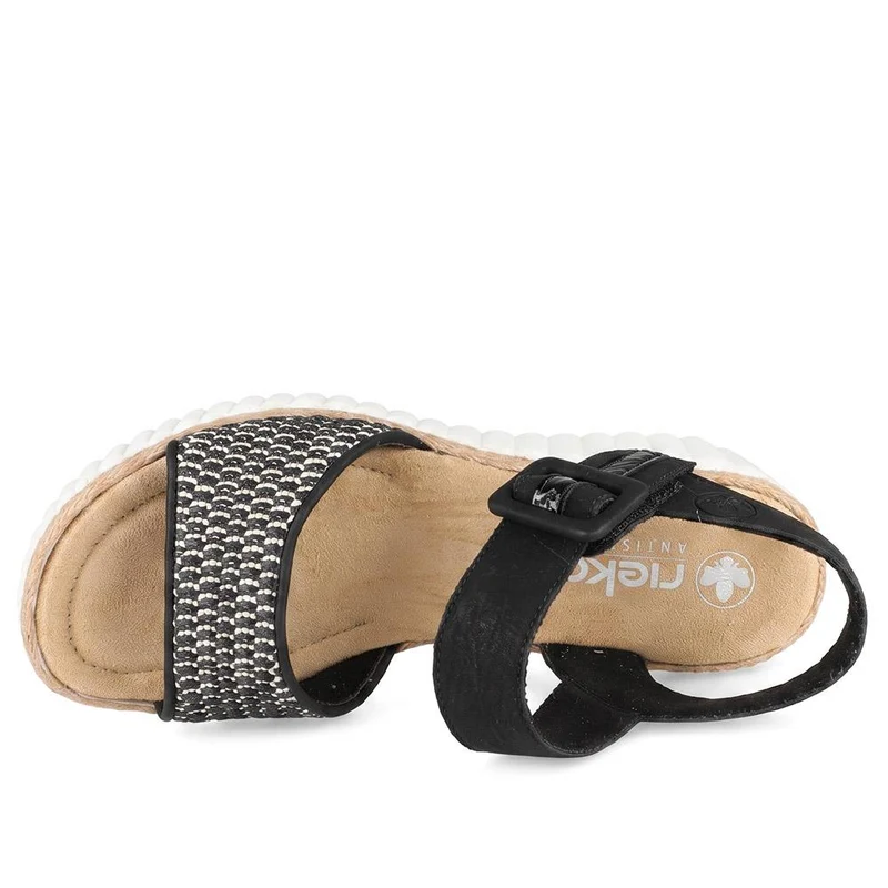 Rieker Adjustable Fasten Wedged Sandals - RKR43073 / 330 554 - Black Multi