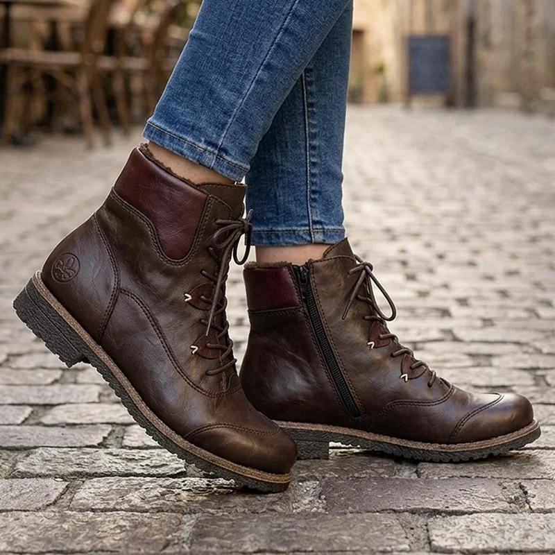 Rieker Cushioned Lace-Up Boots - RKR42530 / 327 694 - Brown Multi