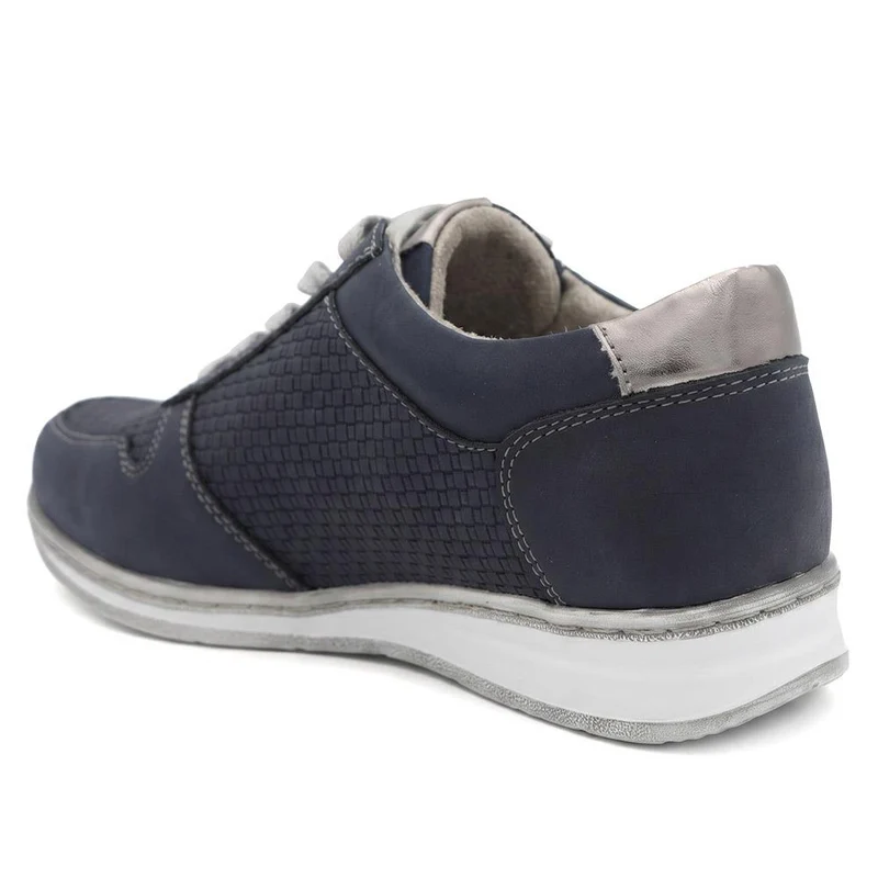 Wide Fit Casual Zip & Lace Trainers - WBINS43088 / 329 285 - Navy