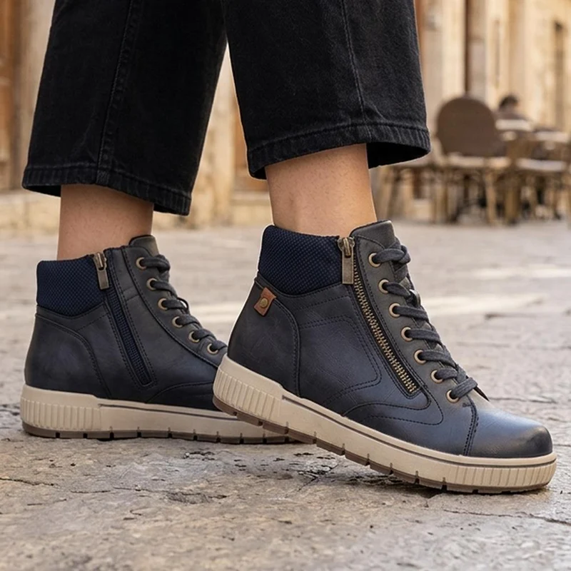 Wide Fit Zip & Lace Fasten Hi-Tops - SIN44002 / 329 614 - Navy