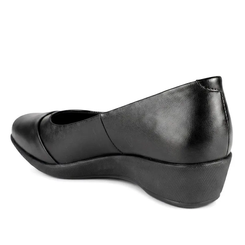 Smart Leather Wedge Heel Pumps - KF44002 / 329 815 - Black