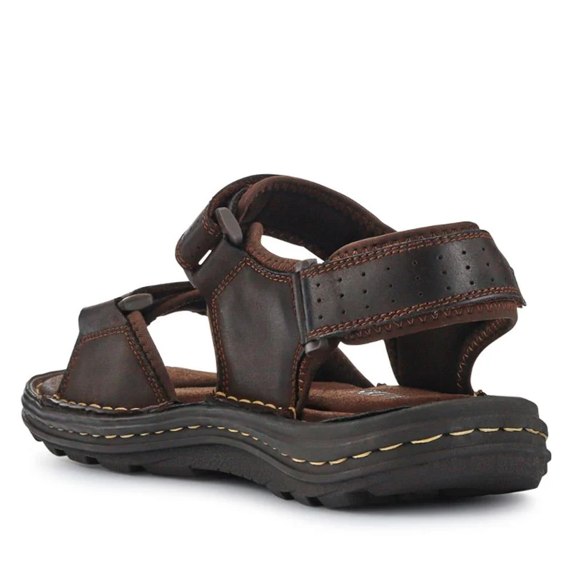 Men's Leather Adjustable Sandals - AATRA41002 / 326 946 - Brown