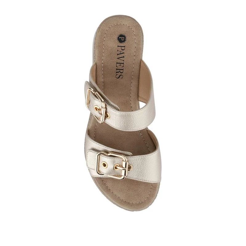 Dual-Buckled Mule Sandals - WOIL41018 / 327 182 - Gold