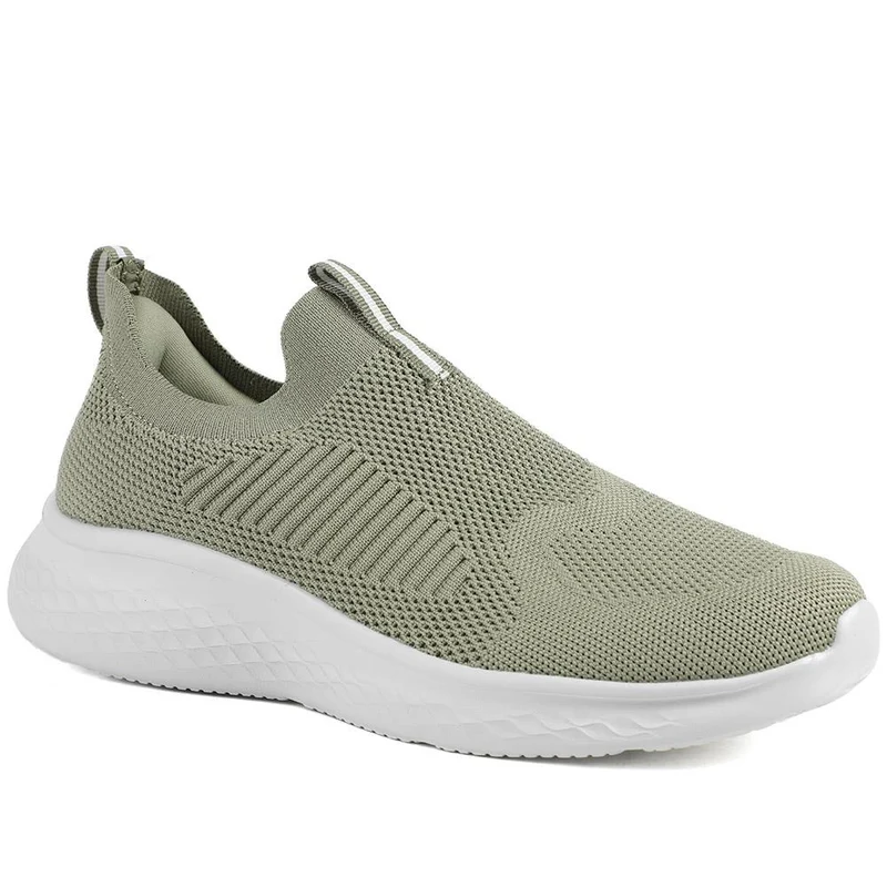 Wide Fit Memory Foam Easy Step In Trainers - BRK43041 / 329 070 - Khaki