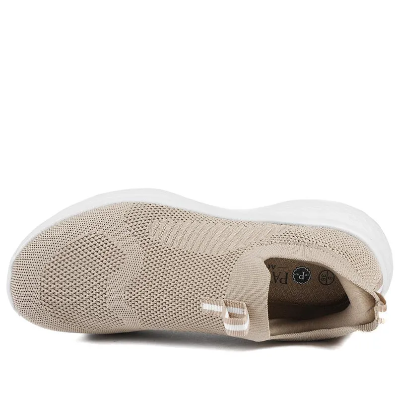 Wide Fit Memory Foam Easy Step In Trainers - BRK43041 / 329 070 - Taupe