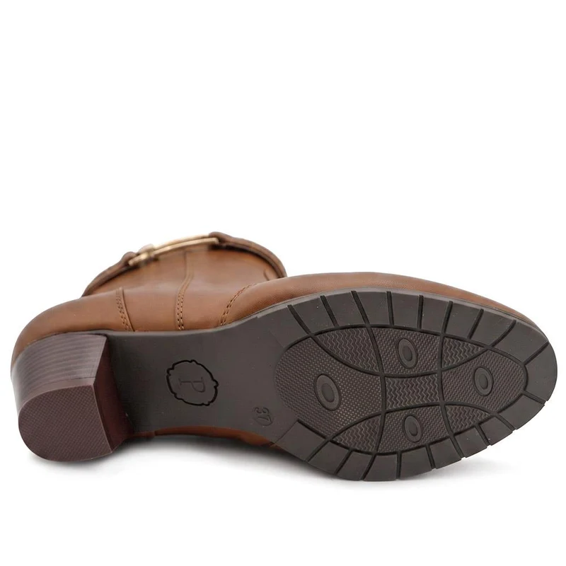 Wide Fit Smart Buckle Detail Ankle Boots - WBINS44006 / 329 745 - Tan