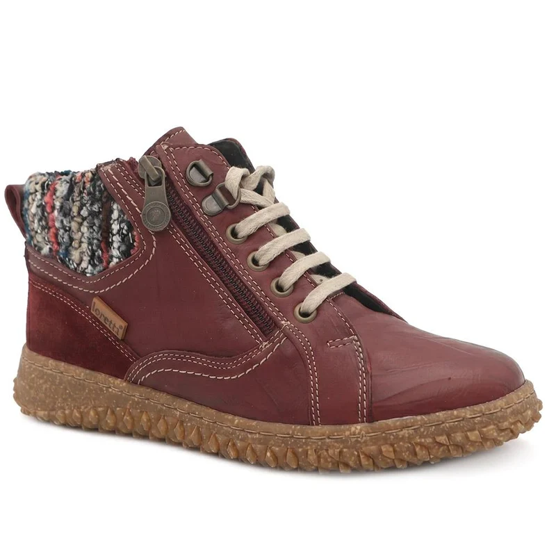 Loretta Zip & Lace Knitted Cuff Ankle Boots - HAK44000 / 329 615