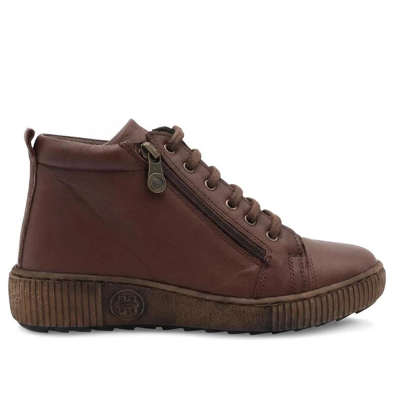Leather Lace-Up Boots - HAK40013 / 326 039 - Chocolate