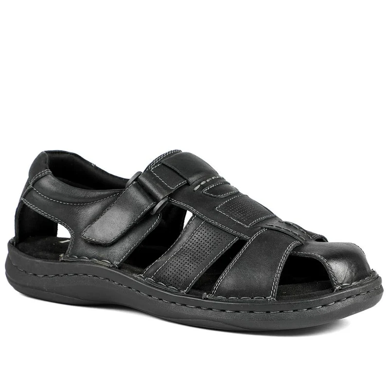 Leather Touch Fasten Fisherman Sandals - AATRA43005 / 328 928 - Black
