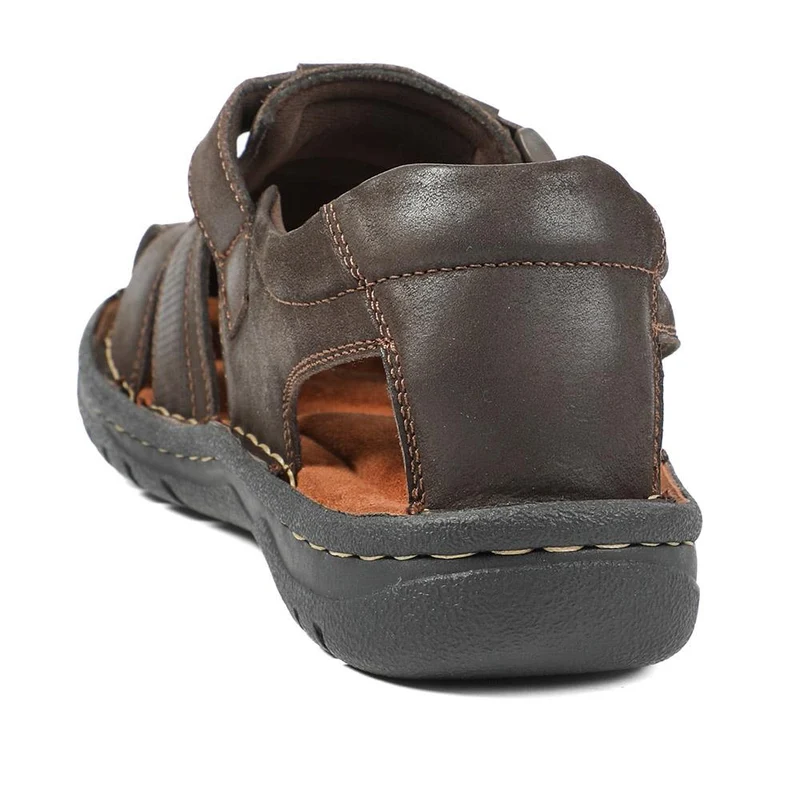 Leather Touch Fasten Fisherman Sandals - AATRA43005 / 328 928 - Dark Brown