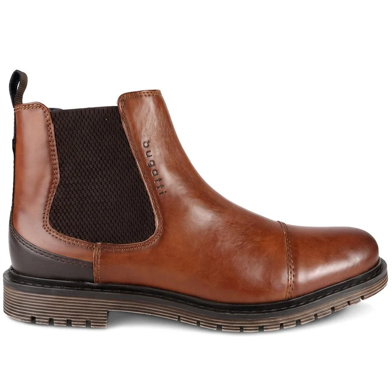 Bugatti Wide Fit Casual Heeled Chelsea Boots - BUG44503 / 329 641 - Cognac