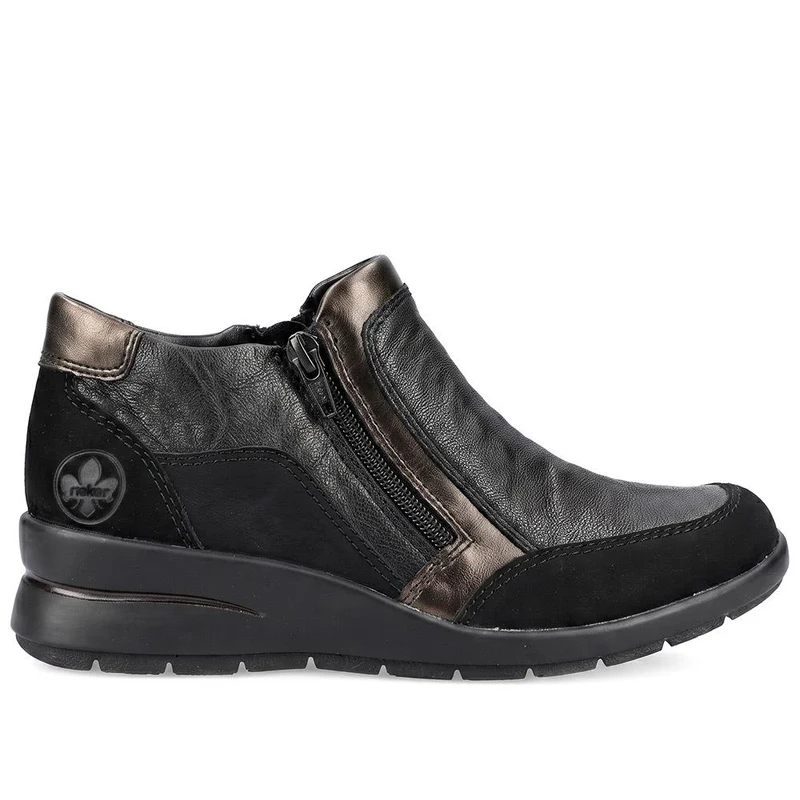 Rieker Zip Up Leather Ankle Boots - RKR44515 / 329 724 - Black