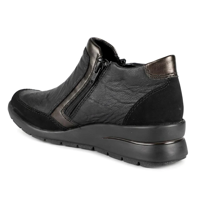 Rieker Zip Up Leather Ankle Boots - RKR44515 / 329 724 - Black