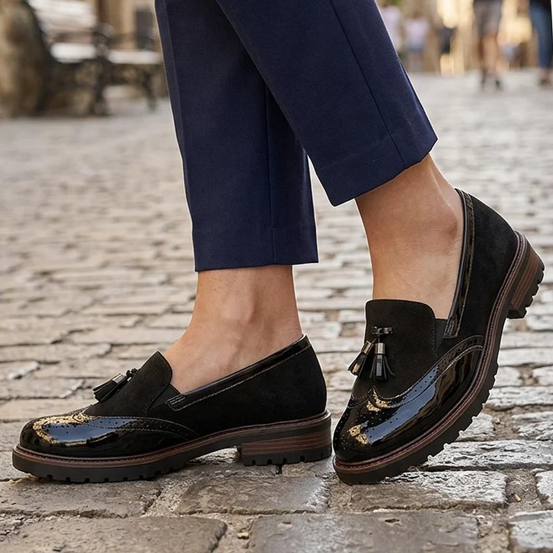 Wide Fit Heeled Moccasins - WOIL44016 / 329 597 - Black