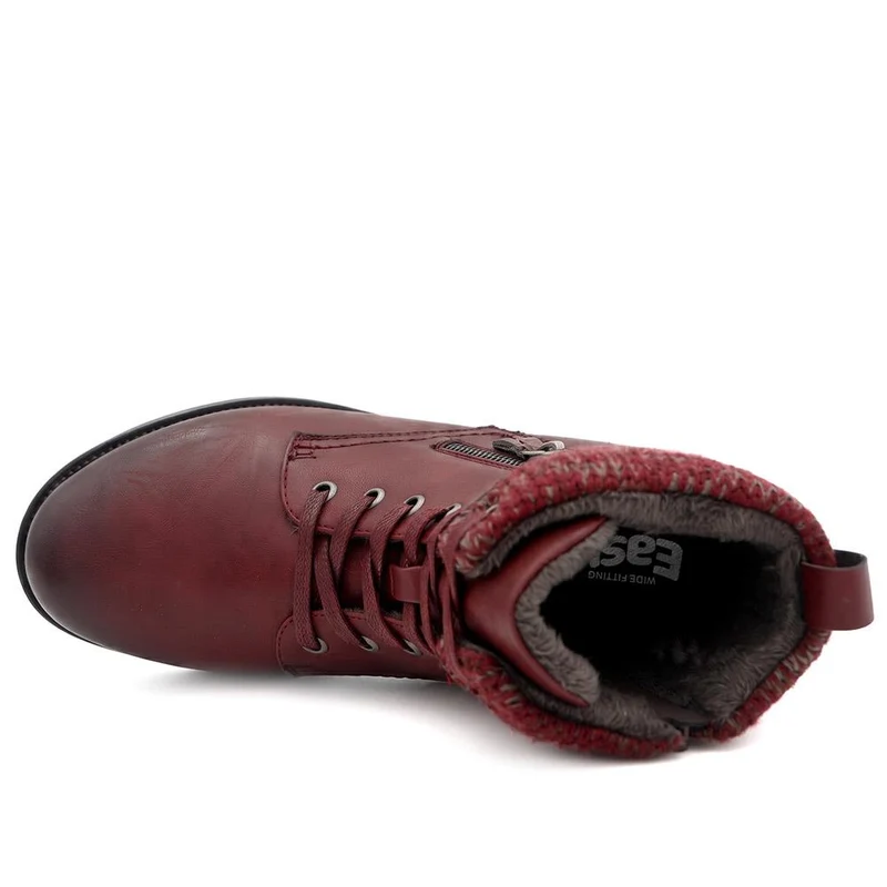 EasyFit Extra-Wide Knitted-Cuff Ankle Boots - ALEIDA / 326 748 - Burgundy