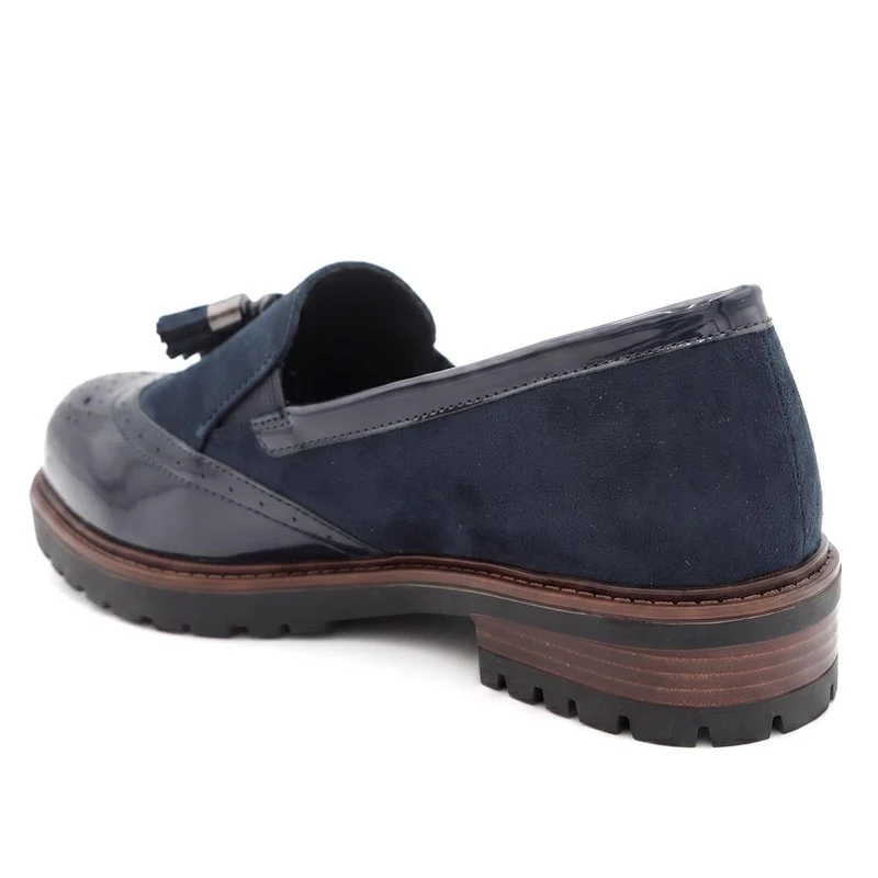 Wide Fit Heeled Moccasins - WOIL44016 / 329 597 - Navy