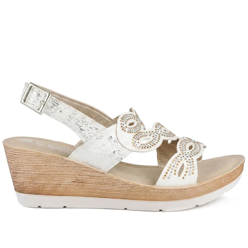 Inblu Wedge Sandals With Rhinestones - INB43051 / 330 370 - White