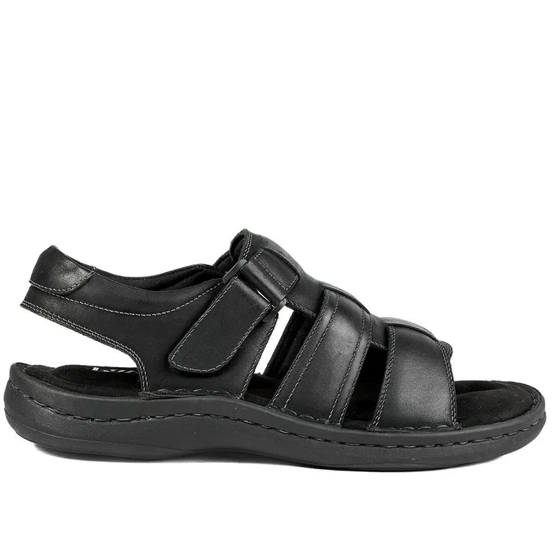 Leather Buckle Fastening Sandals - AATRA43007 / 328 941 - Black