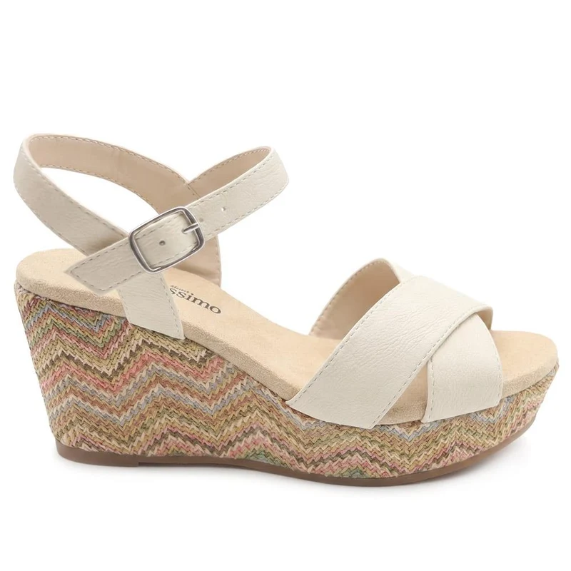 Bellissimo Buckle Fasten Wedge Espadrilles - BELWBINS43044 / 329 119 - Off White