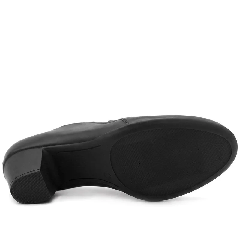 Leather Block Heel Slip On Shoe Boots - MAGNU44001 / 329 709 - Black
