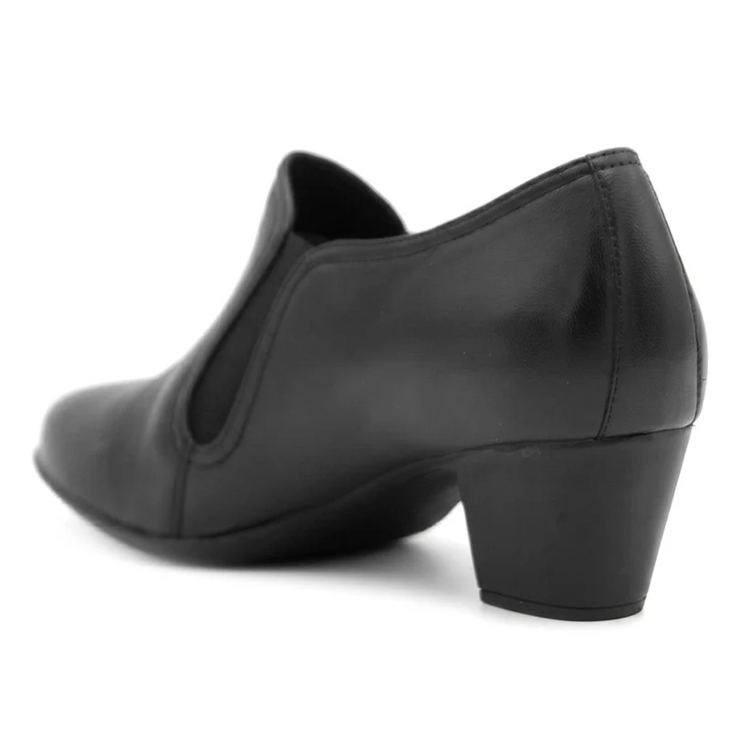 Wide Fit Leather Block Heel Shoe Boots - MAGNU44001W / 329 710 - Black