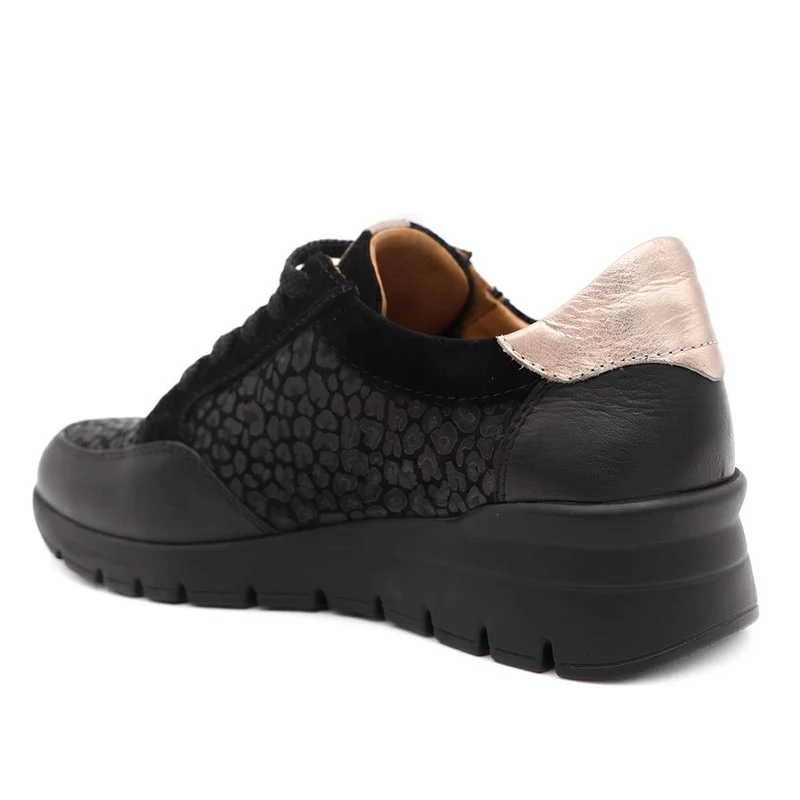 Leather Zip & Lace Chunky Trainers - PALMI44000 / 330 425 - Black