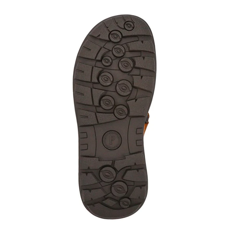 Men's Leather Adjustable Sandals - AATRA41002 / 326 946 - Tan