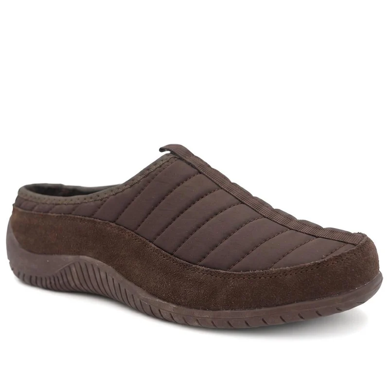 Wide Fit Leather Chunky Sole Clogs - BRK44006 / 329 755 - Chocolate