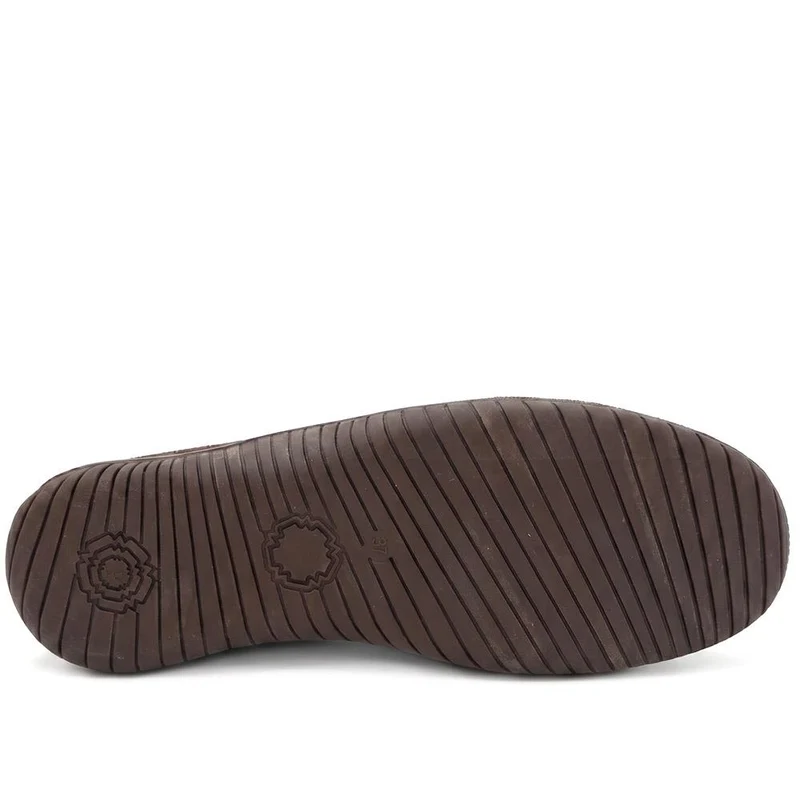 Wide Fit Leather Chunky Sole Clogs - BRK44006 / 329 755 - Chocolate