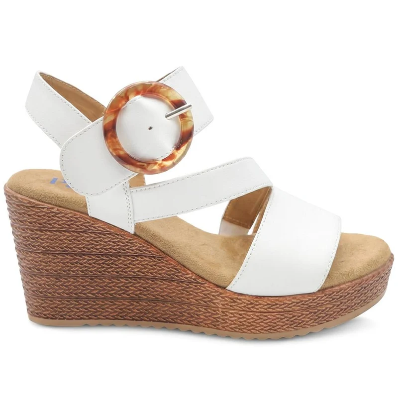 Fashionable Woven Wedge Heel Sandals - WBINS43050 / 329 120 - White