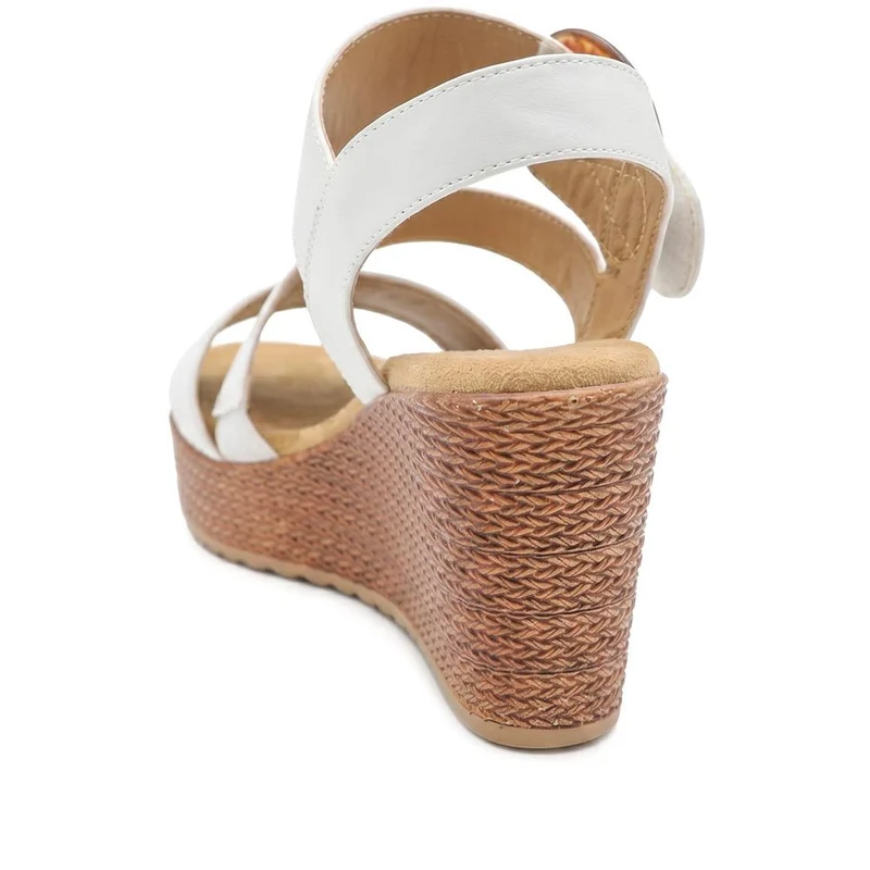 Fashionable Woven Wedge Heel Sandals - WBINS43050 / 329 120 - White