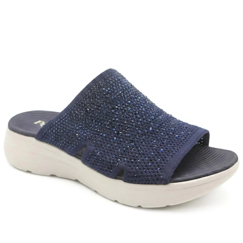 Wide Fit Diamante Cushioning Mule Sandals - BRK43024 / 329 365