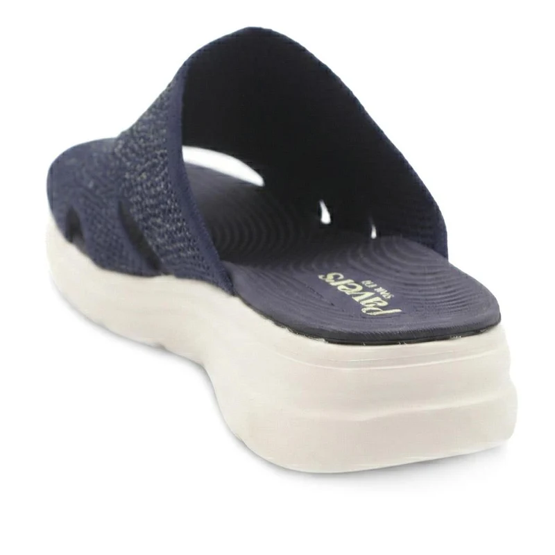 Wide Fit Diamante Cushioning Mule Sandals - BRK43024 / 329 365 - Navy