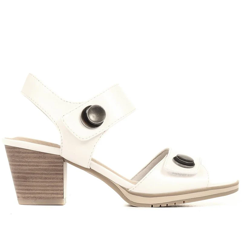 Adjustable Block-Heeled Sandals - JANSP35039 / 321 373 - White