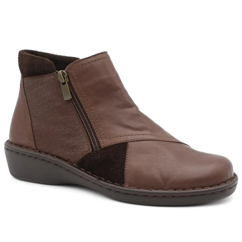 Smart Zip Up Leather Ankle Boots - AS44001 / 330 158