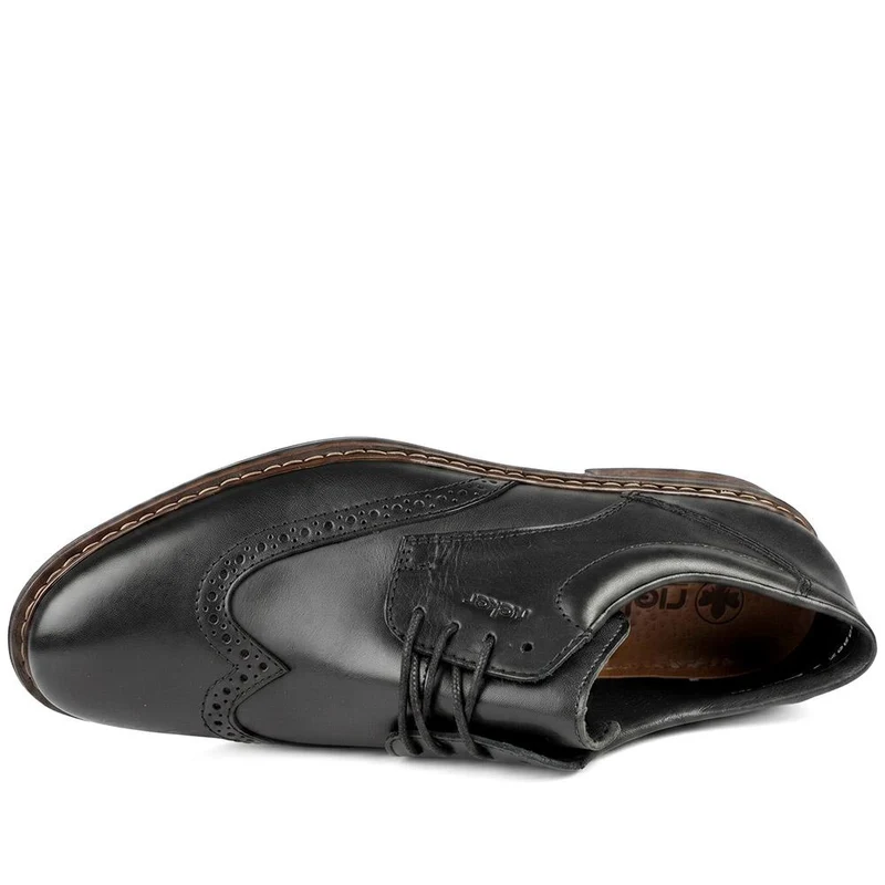 Rieker Wide Fit Smart Brogue Lace Up Shoes - RKR43037 / 330 222 - Black