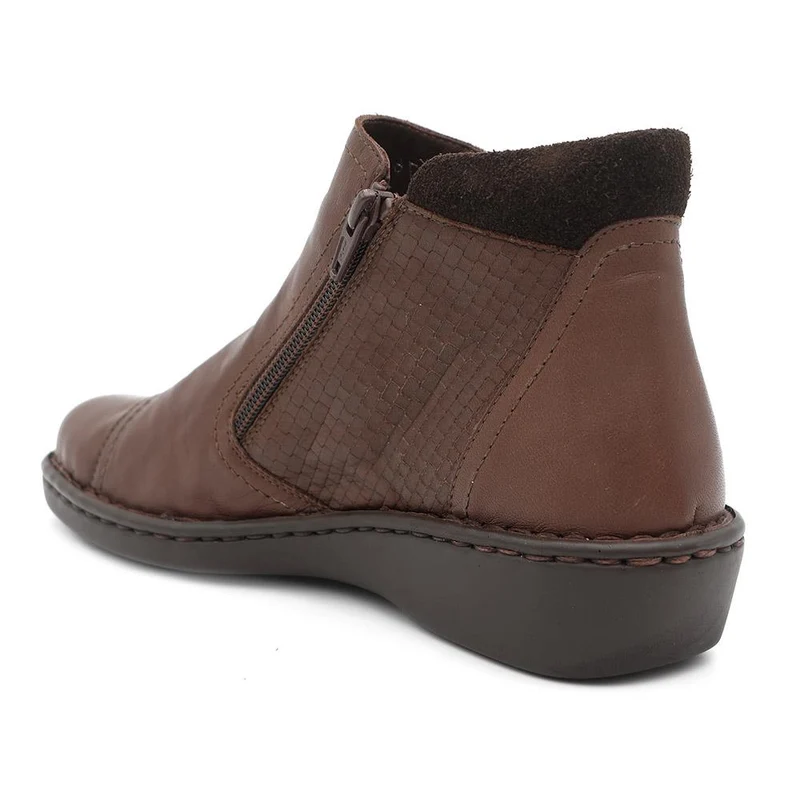 Smart Zip Up Leather Ankle Boots - AS44001 / 330 158 - Brown