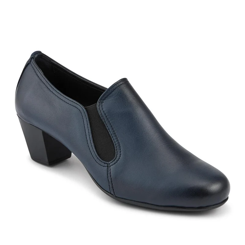 Smart Block Heel Leather Slip On Shoes - ESFA34003 / 320 440