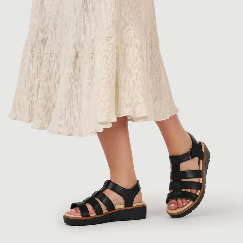 Wide Fit Strappy Sandals - WBINS41090 / 327 437 - Black