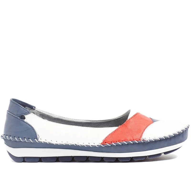 Leather Slip-On Shoes - SIMIN37001 / 323 260 - Navy-Red-White