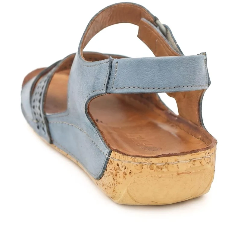 All Leather Adjustable Fasten Sandals - KARY43000 / 329 409 - Blue